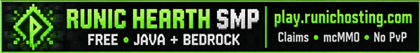 Runic Hearth SMP | Java + Bedrock | Land Claims • mcMMO banner