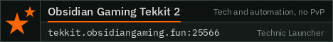 Obsidian Gaming Tekkit 2 banner